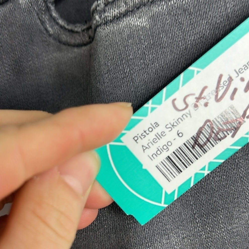 Pistola Skinny Light Distressed Gray Jean 28 New With Tags - Picture 5 of 9